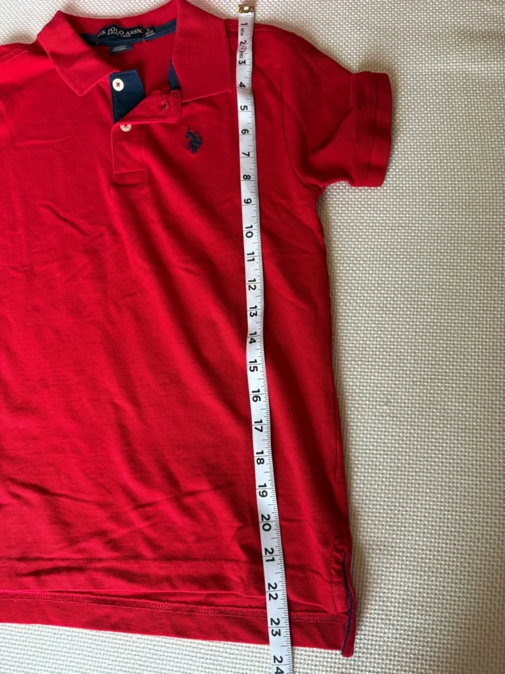 US Polo Assn Kids Large (10-12) Red Polo Shirt 100% Cotton School Uniform
